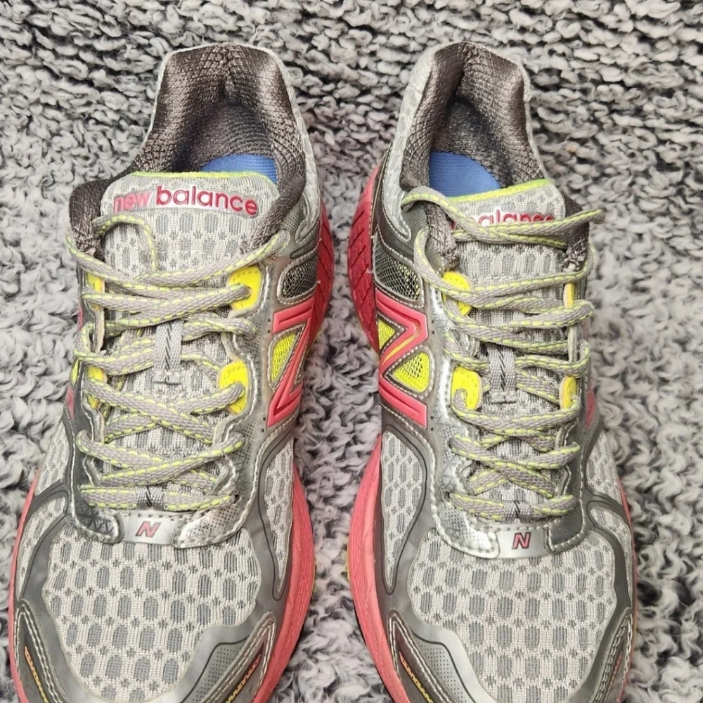 New Balance 860v4 Running  Low Top Leather Mesh Grey Pink W860SP4Women Size 8